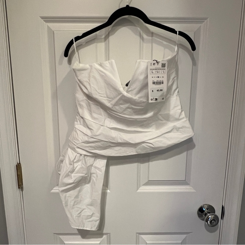 NWT Zara Strapless White Top size large